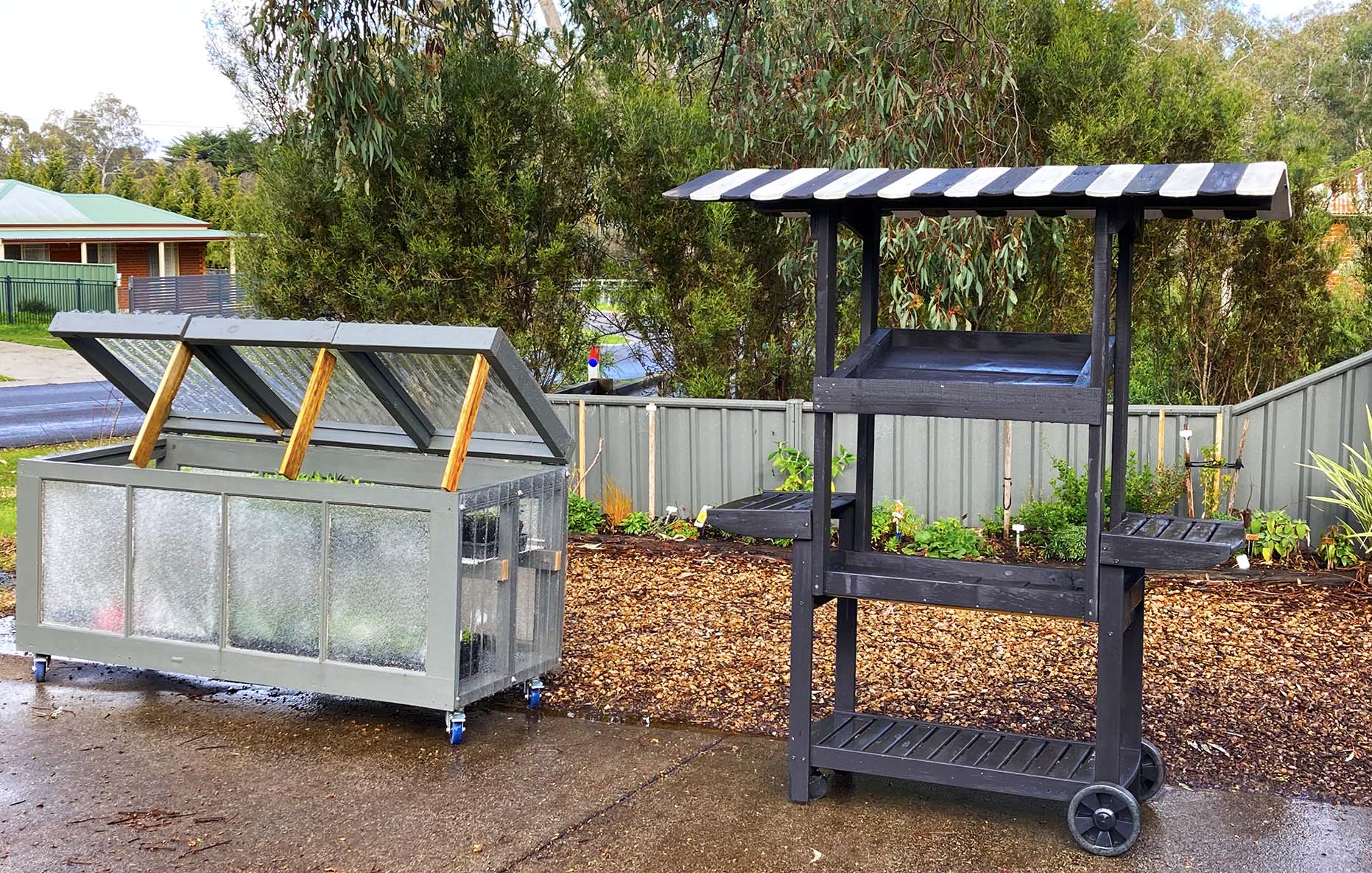 Herbison Cold frame and plant trolley
